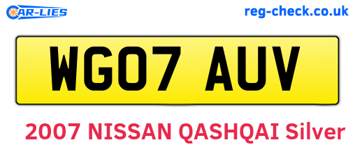 WG07AUV are the vehicle registration plates.