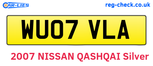 WU07VLA are the vehicle registration plates.