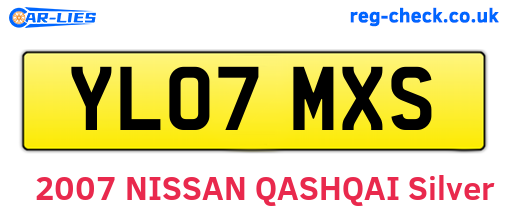 YL07MXS are the vehicle registration plates.