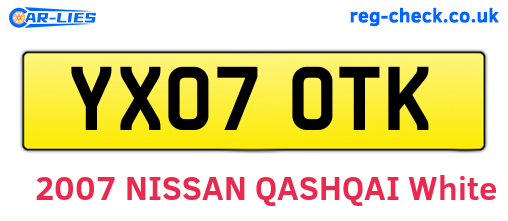YX07OTK are the vehicle registration plates.