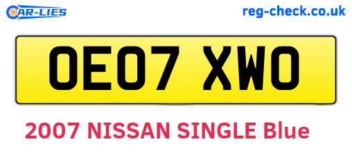 OE07XWO are the vehicle registration plates.