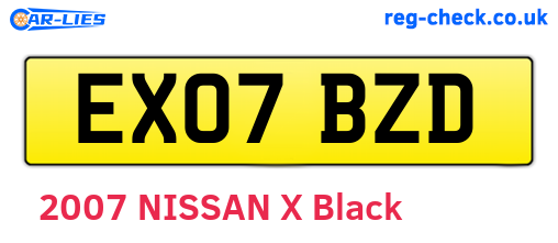 EX07BZD are the vehicle registration plates.