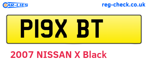 P19XBT are the vehicle registration plates.