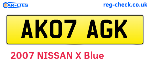 AK07AGK are the vehicle registration plates.