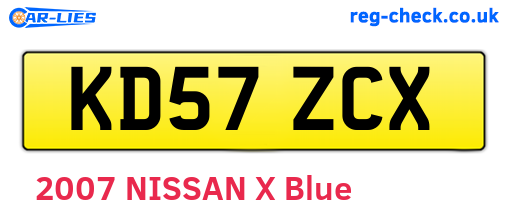 KD57ZCX are the vehicle registration plates.