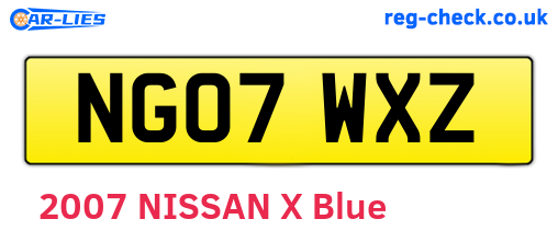 NG07WXZ are the vehicle registration plates.