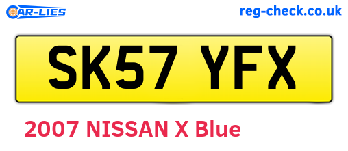 SK57YFX are the vehicle registration plates.