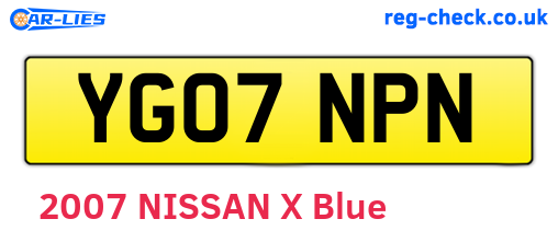 YG07NPN are the vehicle registration plates.