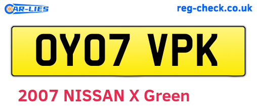 OY07VPK are the vehicle registration plates.