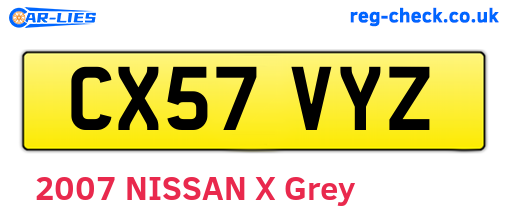 CX57VYZ are the vehicle registration plates.