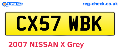 CX57WBK are the vehicle registration plates.