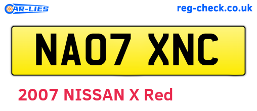 NA07XNC are the vehicle registration plates.