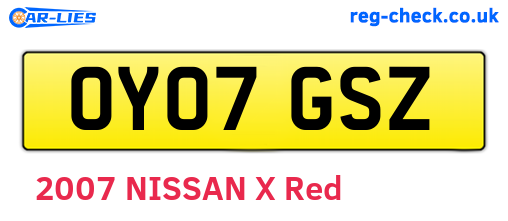 OY07GSZ are the vehicle registration plates.