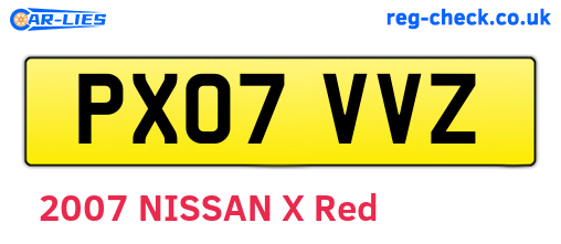 PX07VVZ are the vehicle registration plates.