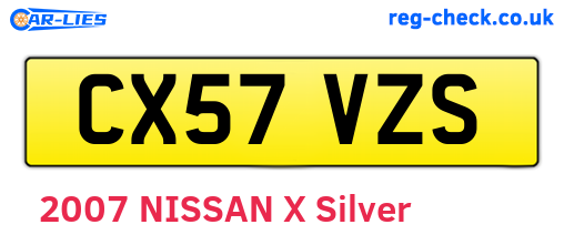 CX57VZS are the vehicle registration plates.