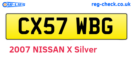 CX57WBG are the vehicle registration plates.