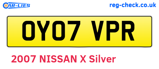 OY07VPR are the vehicle registration plates.