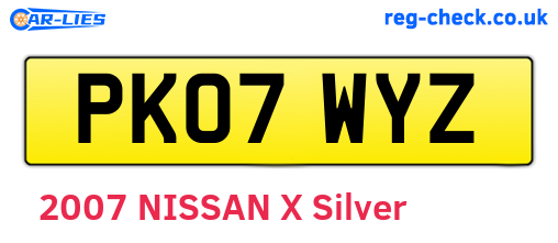 PK07WYZ are the vehicle registration plates.