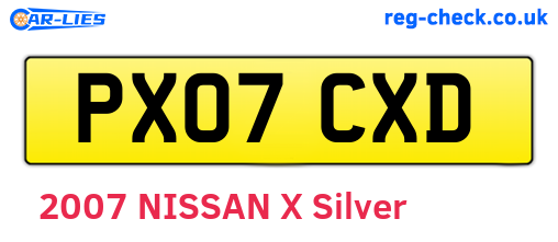 PX07CXD are the vehicle registration plates.