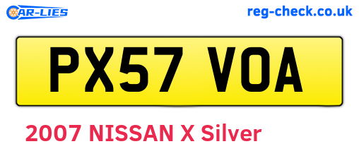 PX57VOA are the vehicle registration plates.