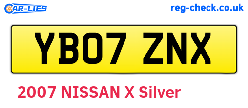 YB07ZNX are the vehicle registration plates.