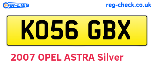 KO56GBX are the vehicle registration plates.