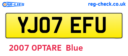 YJ07EFU are the vehicle registration plates.