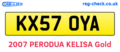 KX57OYA are the vehicle registration plates.