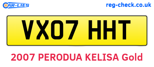 VX07HHT are the vehicle registration plates.