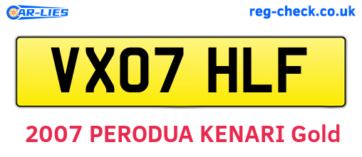 VX07HLF are the vehicle registration plates.