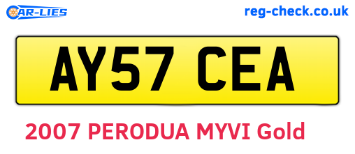 AY57CEA are the vehicle registration plates.
