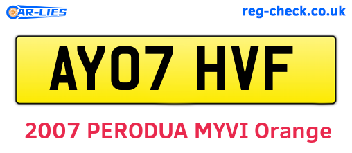 AY07HVF are the vehicle registration plates.