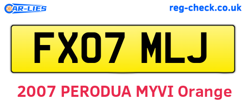 FX07MLJ are the vehicle registration plates.