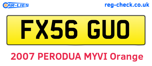 FX56GUO are the vehicle registration plates.