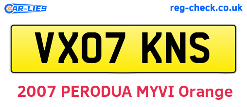 VX07KNS are the vehicle registration plates.