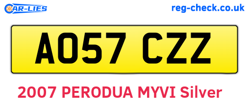 AO57CZZ are the vehicle registration plates.