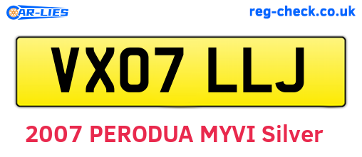 VX07LLJ are the vehicle registration plates.