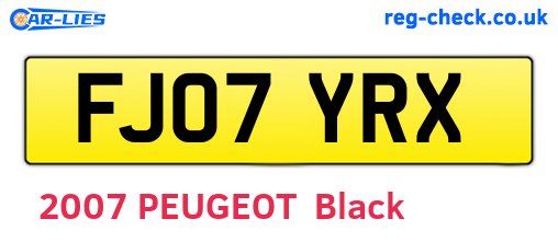 FJ07YRX are the vehicle registration plates.