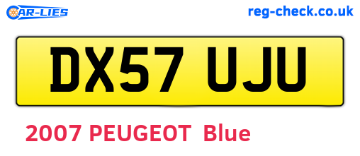 DX57UJU are the vehicle registration plates.