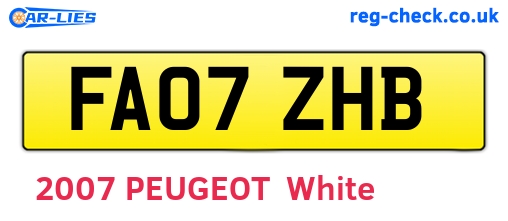 FA07ZHB are the vehicle registration plates.