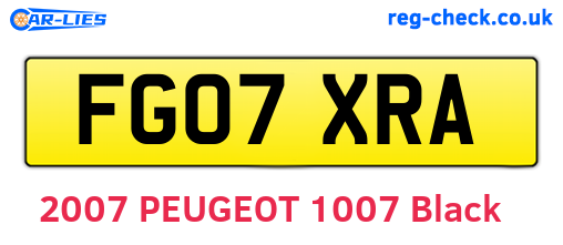 FG07XRA are the vehicle registration plates.