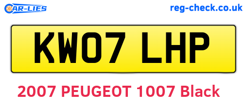KW07LHP are the vehicle registration plates.