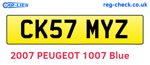 CK57MYZ are the vehicle registration plates.