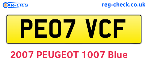 PE07VCF are the vehicle registration plates.