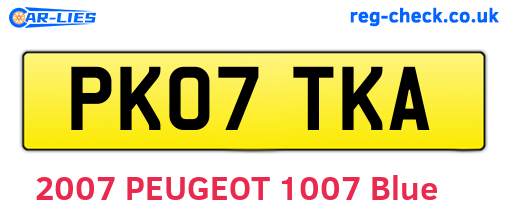 PK07TKA are the vehicle registration plates.