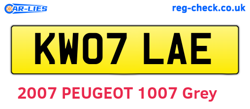KW07LAE are the vehicle registration plates.