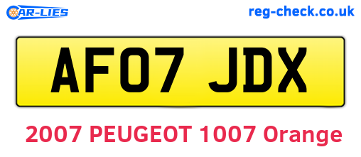 AF07JDX are the vehicle registration plates.