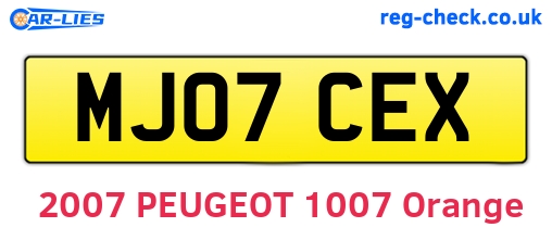 MJ07CEX are the vehicle registration plates.