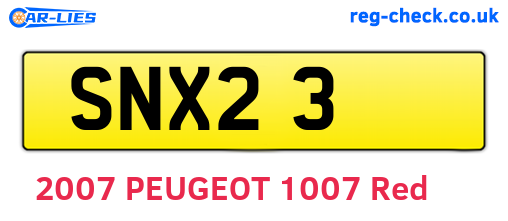 SNX23 are the vehicle registration plates.