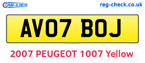 AV07BOJ are the vehicle registration plates.